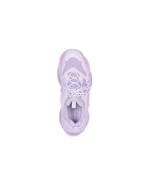 Balenciaga Purple Triple S Clear Sole Sneakers In Mesh And Nylon