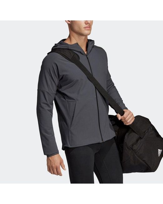 Adidas Gray Running Training Windproof Woven Hooded Jacket for men