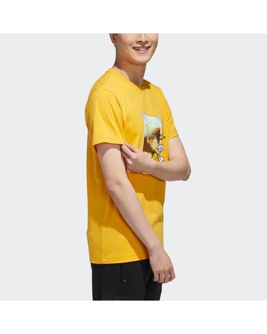 Adidas Yellow Neo X Crossover M Gdtm Tee Printing Round Neck Sports Short Sleeve for men