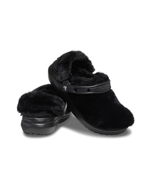 CROCSTM Black Classic Fur Sure Slip On Clogs for men