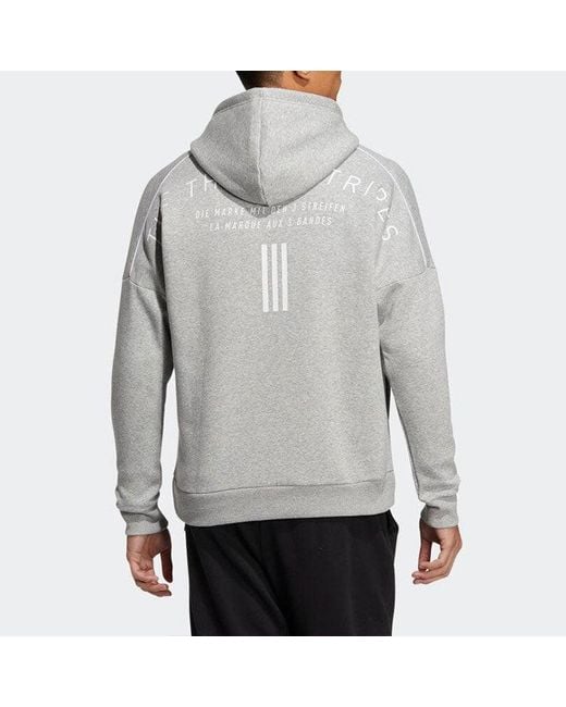 Adidas Gray Solid Color Minimalistic Alphabet Printing Zipper Cardigan Jacket for men