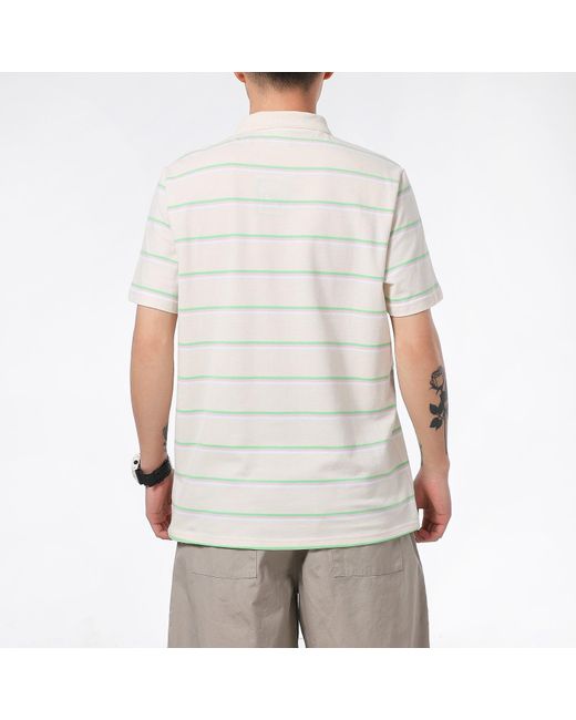 PUMA White Downtown Stripe Polo Tee Shirt for men