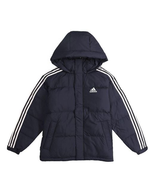 Adidas Blue 3St Puff Down Outdoor Protection Against Cold Stay Warm Hooded Down Jacket for men