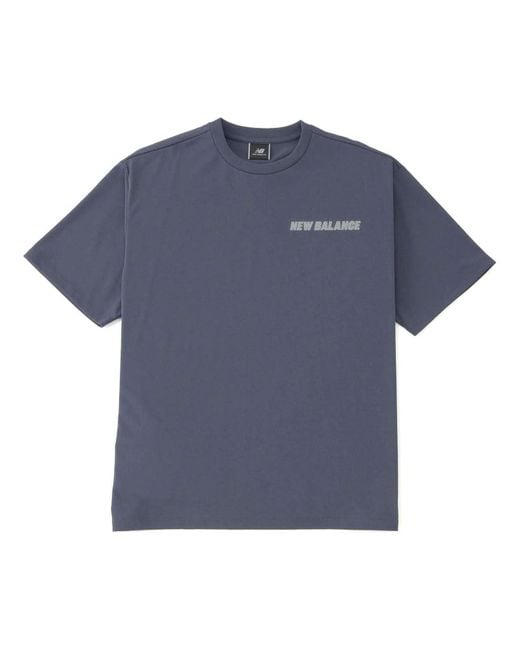 New Balance Blue Met24 Reflection Nb Logo T-Shirt 'Graphite' for men