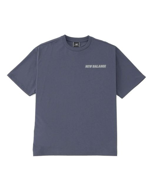 New Balance Blue Met24 Reflection Nb Logo T-shirt for men