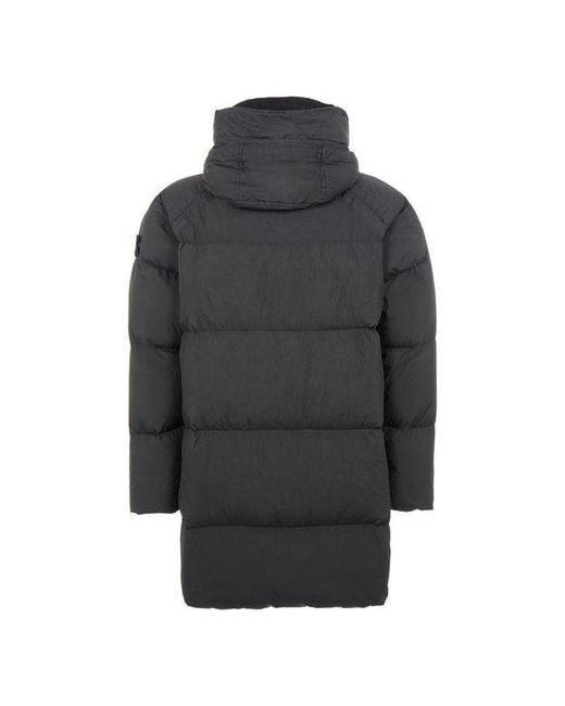 Stone Island Gray Crinkle Reps Long Down Coat for men