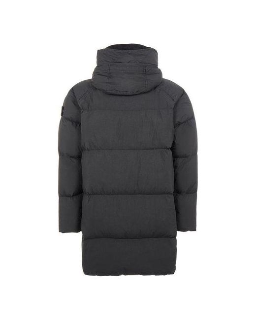 Stone Island Gray Crinkle Reps Long Down Coat for men
