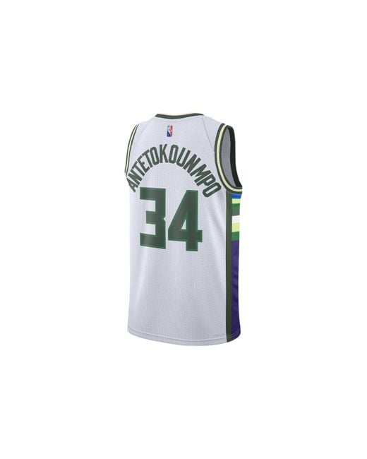 Nike Gray Dri-fit Nba Basketball Sports Milwaukee Bucks Giannis No.34 Vest for men