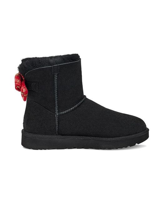 Ugg Black (Wmns) Mini Bailey Bow Plaid Ribbon