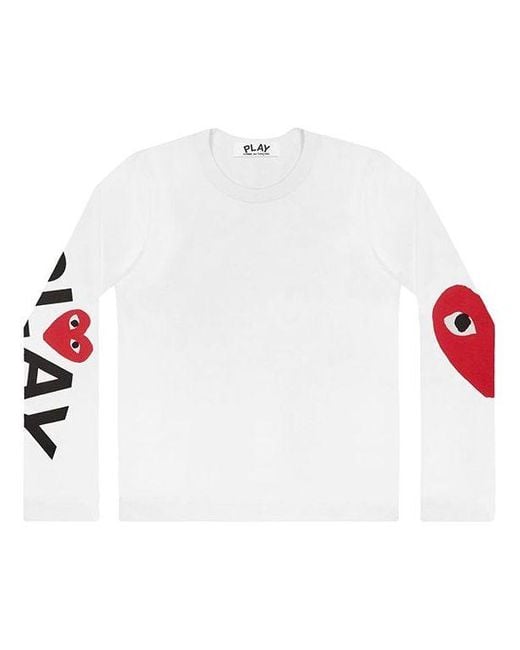 COMME DES GARÇONS PLAY White Kawakubo Rei Large Love Logo Round Neck Long Sleeves for men