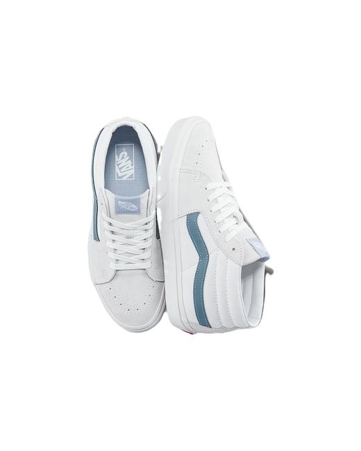 Vans White Sk8-mid Casual Wear-resistant Skateboarding Shoes for men