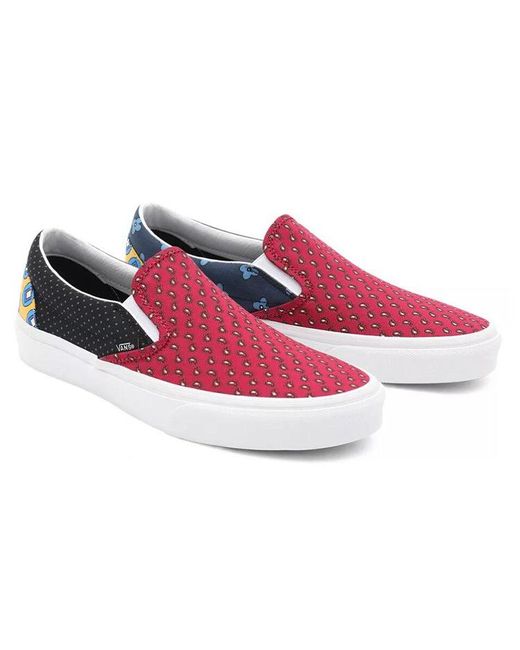 Vans Pink Slip-On Breathable Wear-Resistant Non-Slip Low Top Casual Skate Shoes for men