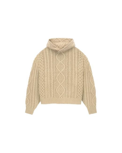 Fear Of God Natural Fw23 Cable Knit Hoodie Heather' for men
