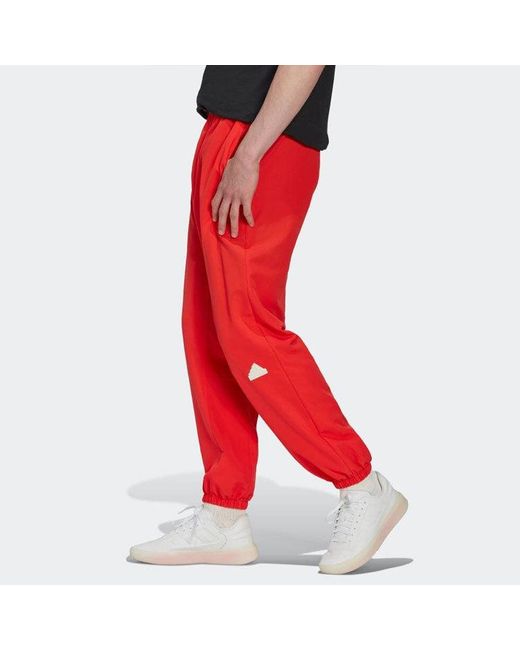 Adidas Red Woven Tracksuit Bottoms for men