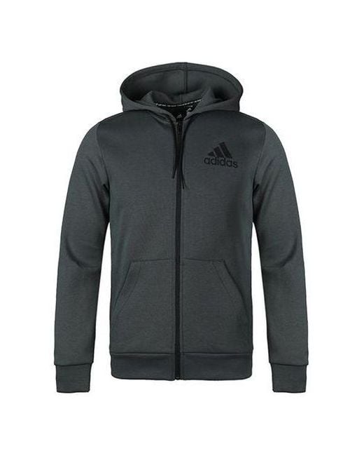 Adidas Gray Knit Hooded Jacket for men