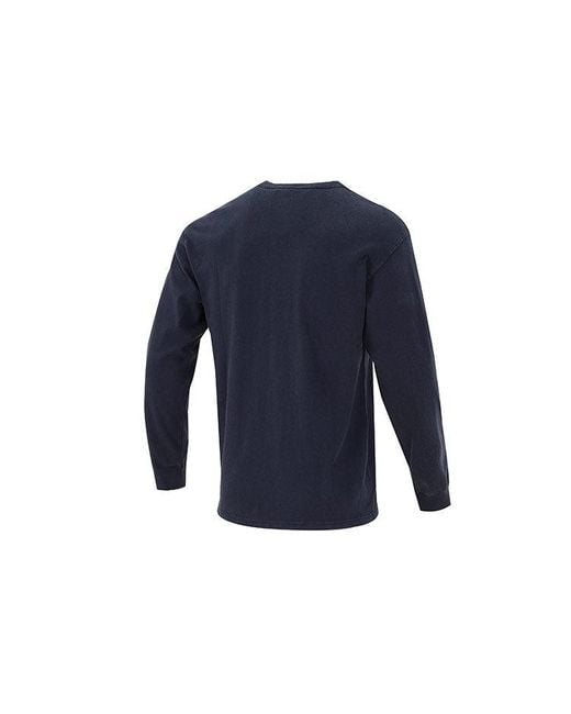 Nike Blue Solid Color Small Logo Round Neck Long Sleeves T-Shirt for men