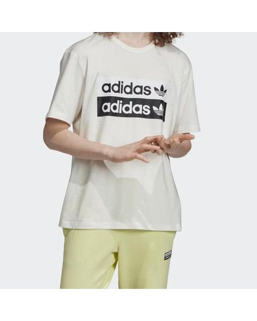 Adidas White Originals Vocal Logo Tee Printing Short Sleeve for men