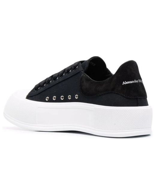 McQueen Black Deck Skate Plimsoll Lace Up Sole' for men