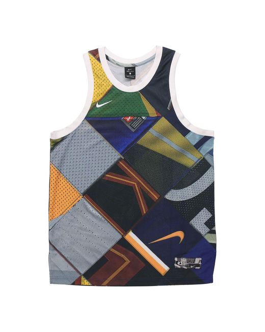 Nike Blue Kd Hyper Elite Durant Basketball Sports Top Multi-colorblock for men