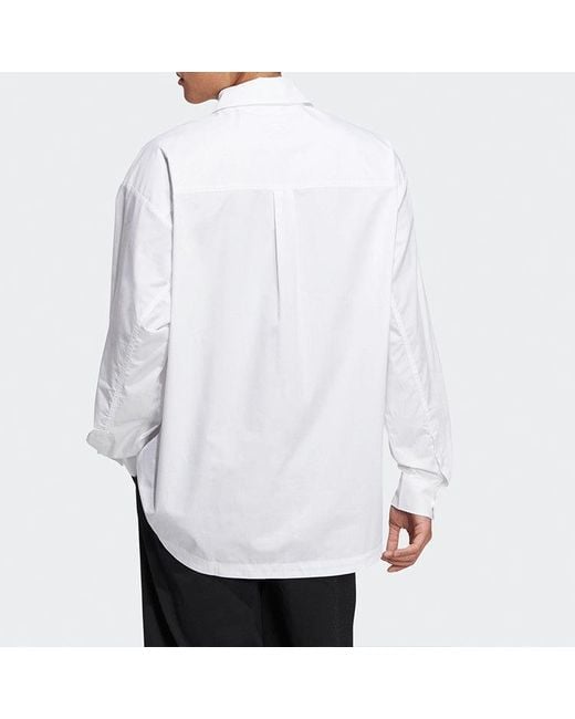 Adidas White Originals Solid Color Single Breasted Long Sleeves Shirt Couple Style for men
