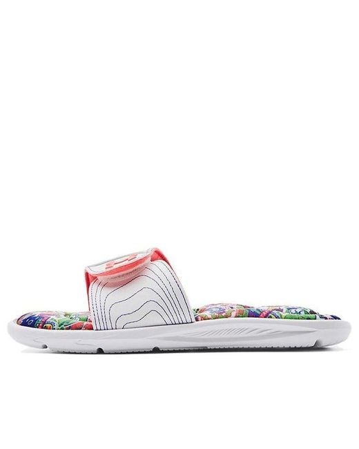 Under Armour White (Wmns) Ignite 6 Graphic Footbed Slide Blitz'