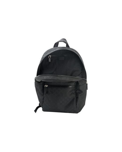 Gucci Black Logo Leather Logo Nylon Large Capacity Schoolbag Backpack