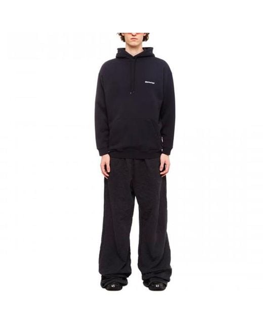 Balenciaga Blue Logo Embroidered Hoodie for men