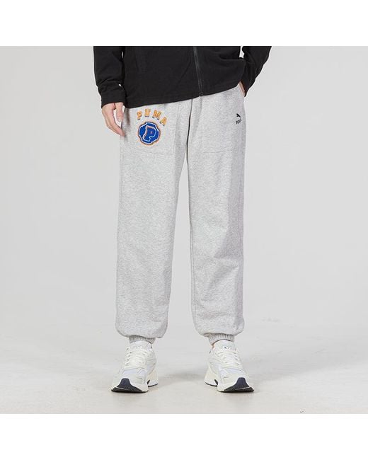 PUMA Gray Team Pants Tr Logo Pants for men