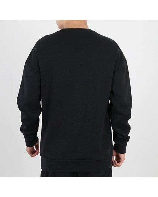 Adidas Blue Logo Applique Hooded Round-Neck Loose Sweater for men