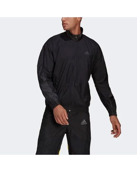 Adidas Black Logo Printing Solid Color Stand Collar Jacket Autumn for men