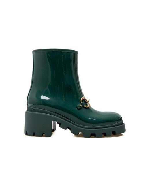 Gucci Green Horsebit - Detailed Heeled Rubber Rain Boots