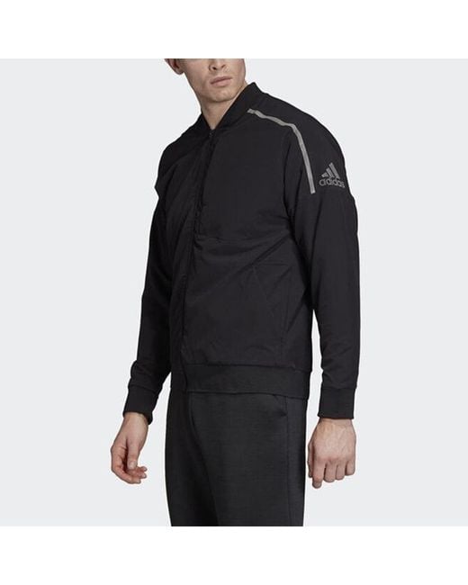 Adidas Blue Zne Bmbr Wvn Sports Stand Collar Jacket for men