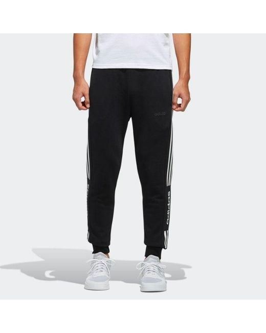 Adidas Black Neo Side Logo Printing Slim Fit Casual Sports Long Pants for men