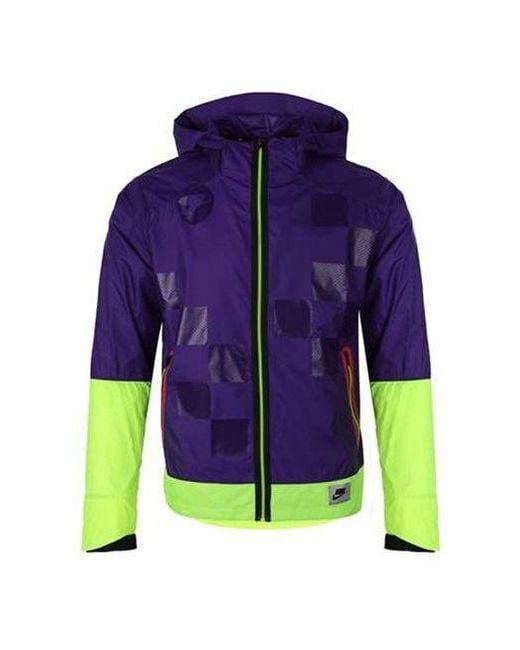 Nike Purple Shield Flash Colorblock Running Hooded Jacket for men