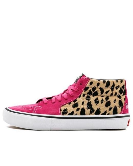 Vans Pink Supreme X Sk8-Mid Pro 'Cheetah Velvet' for men