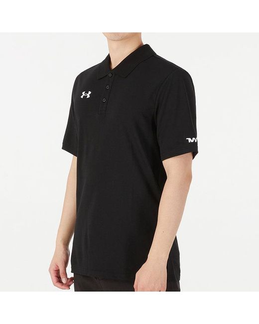 Under Armour Black Sports Lapel Training Short Sleeve Polo Shirt for men