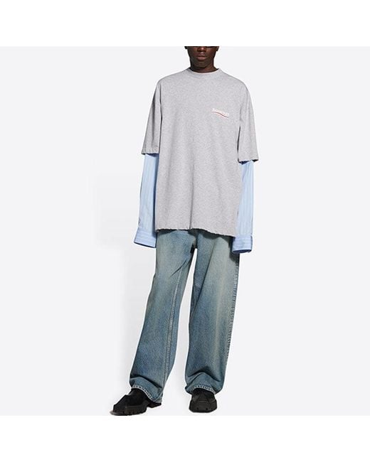 Balenciaga Blue Political Campaign Layered T-Shirt for men