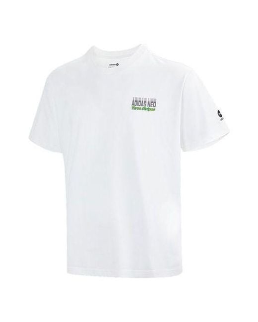 Adidas White Neo Alphabet Micro Mark Round Neck Short Sleeve T-Shirt for men