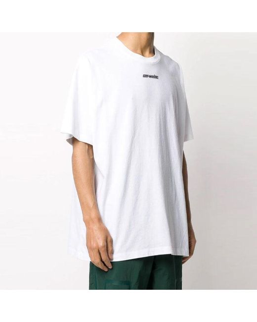 Off-White c/o Virgil Abloh Blue Back Arrow Pattern Printing Round Neck Short Sleeve Loose Fit for men