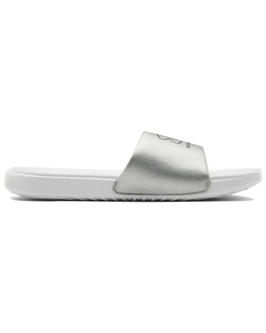 Under Armour White Ansa Le Slipper for men