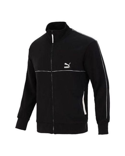 PUMA Black Running Training Breathable Sports Stand Collar Logo Jacket for men