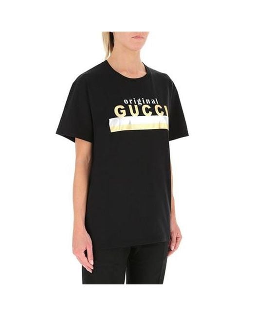 Gucci Black (Wmns) And Striped Letter Logo Short Sleeve For
