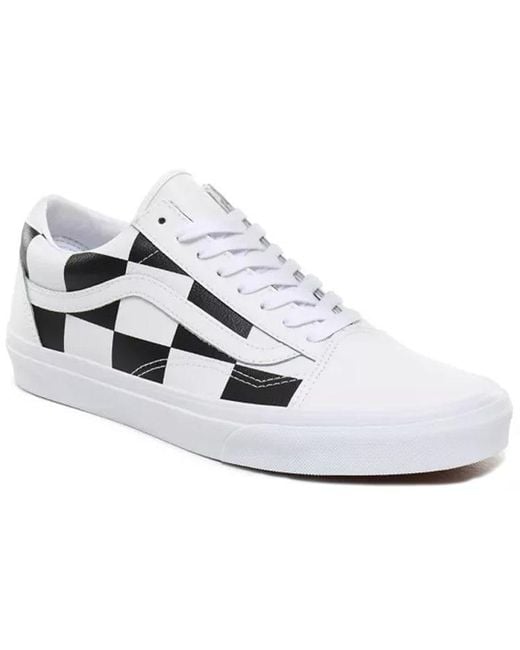 Vans White Old Skool 'Leather Check' for men
