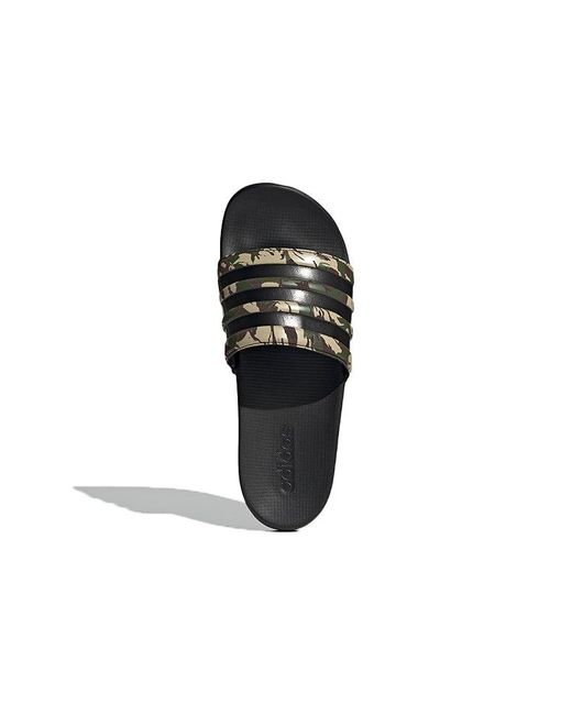 Adidas Black Adilette Comfort Slides 'Wild Pine Camo' for men