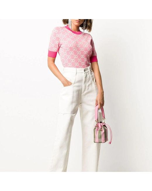 Gucci Pink (Wmns) Gg Wool-Blend Pearl Cotton Sweater For