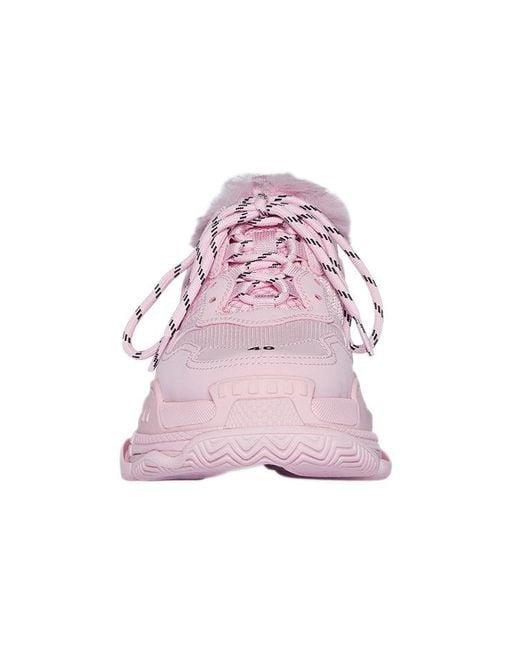 Balenciaga Pink (Wmns) Triple S Sneaker Fake Fur
