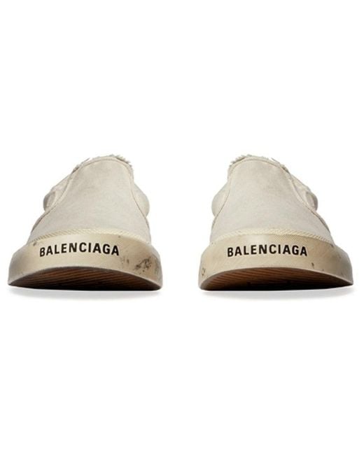 Balenciaga White (Wmns) Paris Low Top Slip On Shoes 'Washed Cotton'