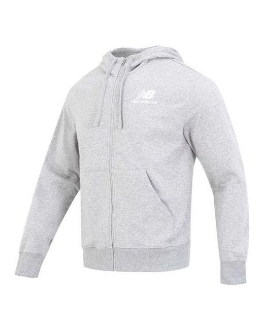 New Balance White Essentials Stacked Logo French Terry Jacket 'Classic' for men
