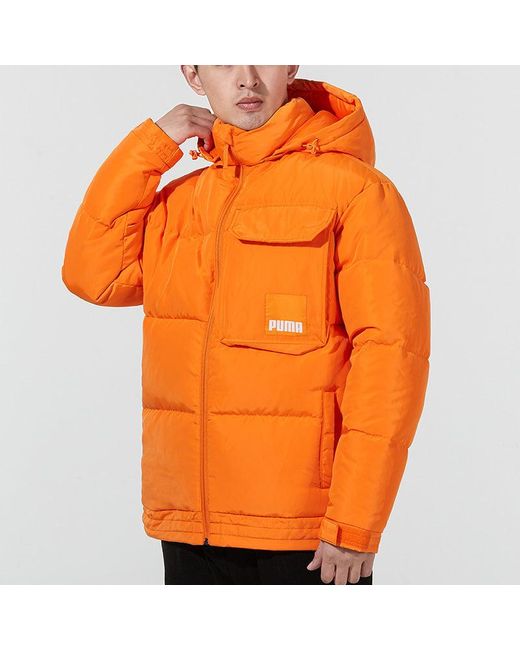PUMA Orange Hoodie Loose Down Jacket for men