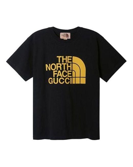 Gucci Black X The North Face Crossover Alphabet Logo Printing Loose Round Neck Short Sleeve T-Shirt for men